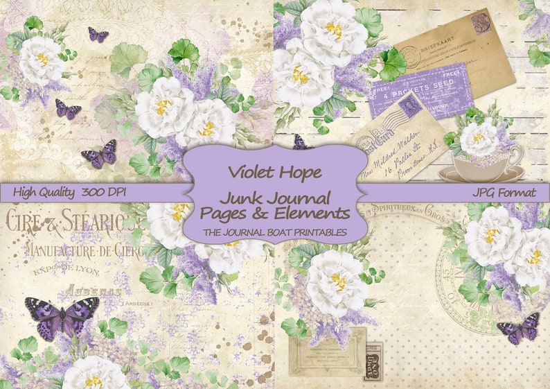 Junk Journal Kit Violet Hope Purple Vintage Ephemera - Etsy UK