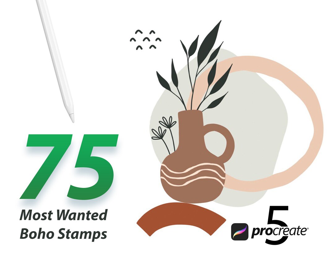 75 Botanical Procreate Stamp, Boho Stamps, Flower Stamps , Instant ...
