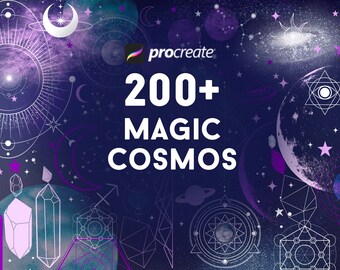 Procreate Galaxy Brushes & Stamps | Celestial Moon Star Set for iPad