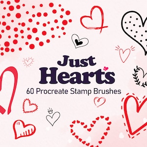 60 Hearts procreate stamps | shapes procreate stamps | valentine procreate brushes | doodle procreate stamps | procreate lettering brushes