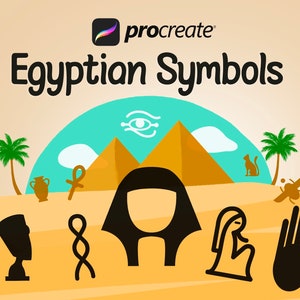40 Procreate Egyptian Stamp Brushes. Egypt doodle sticker tattoo pyramid lucky eye brush kit. Instant Download