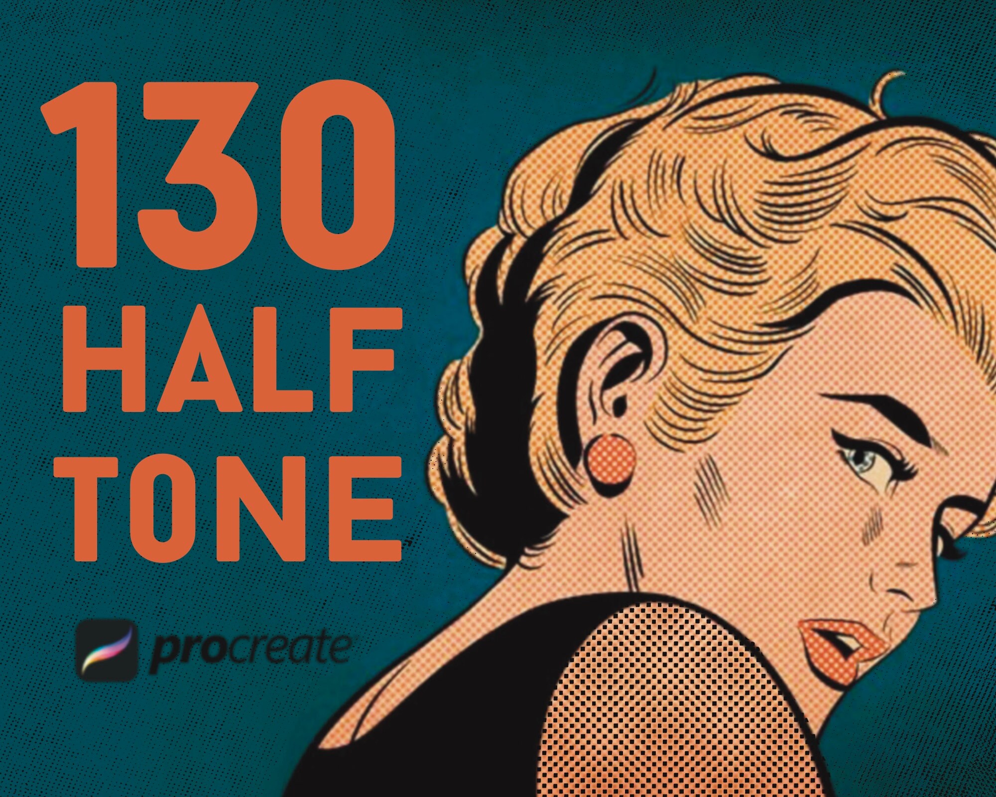 130 pinceles de semitonos para Procreate: conjunto de pinceles de cómic grunge (descarga instantánea)