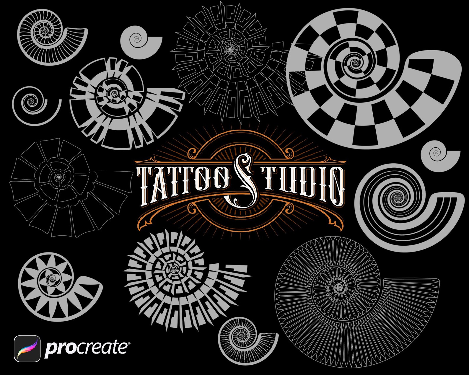 100 Procreate Spiral Tattoo Stamps Procreate Helix Tattoo Etsy Canada