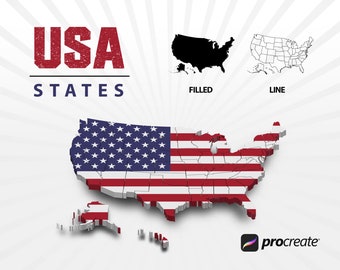 Procreate USA States Stamp Brushes