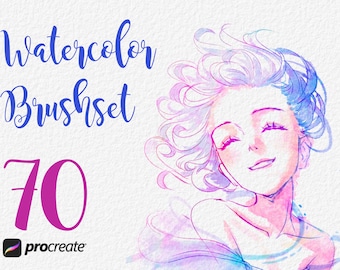Procreate Watercolor Brushes | 70 Brush and Stamp Kit for iPad