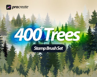 400+ Procreate Tree Stamp Brushes: Nature Landscape Botanical (Instant Download)