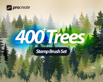 400 Procreate Baum Stempel, Procreate Baum Pinsel, Natur, Landschaft, Botanisch, Procreate Briefmarken, Procreate Bürste