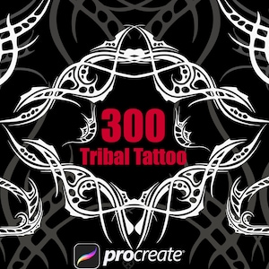 300 Procreate Tribal Tattoo stamps, procreate tattoo brushes, tribal designs for tattoo artists, procreate brushset for tattoo art