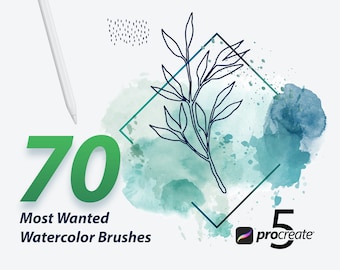 Watercolor Brushes Kit for Procreate, Paper Textures (Instant Download)