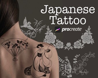 Procreate Japanese Tattoo Stamps | 150 Oriental Brushes for iPad