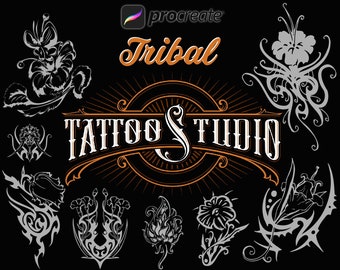 Procreate Flower Tattoo Stamps | Tribal Stencil Brushes for iPad