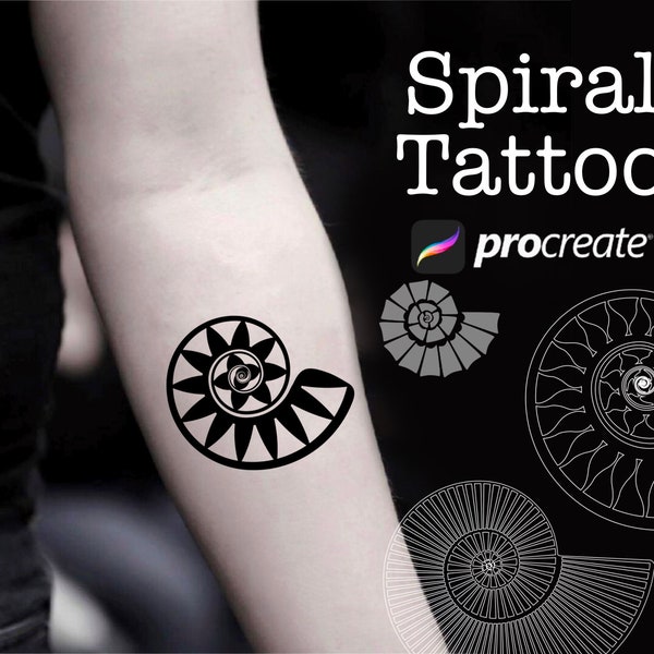 100 Procreate Spiral tattoo stamps, procreate helix tattoo brushes, sacred geometry stamps,