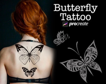 Procreate Butterfly Tattoo Stamps | 100 Stamp Brushes for iPad Artists