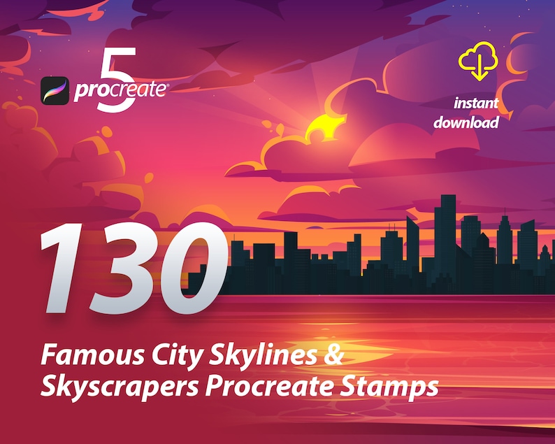 130 Procreate Cityscapes Brushes Bundle City Skyline Brush Etsy