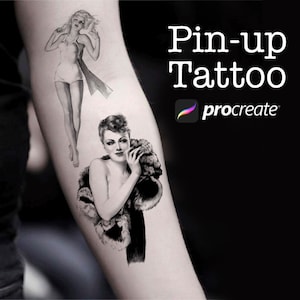 40 pennelli per timbri pin up tattoo, pennelli pinup procreate, pinup procreate, pennelli pin up, timbri pin up procreate