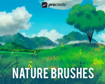 Procreate Anime Nature Stamps | Landscape Brushes for iPad