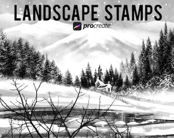 Procreate Landscape Stamps | Tree Manga Nature for iPad