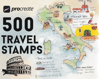 Procreate Travel Stamps | Vacation Doodle Brushes for iPad