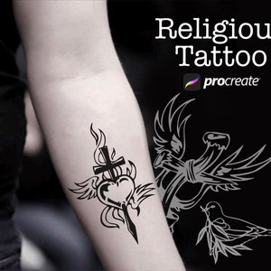 80 Religious tattoo procreate brush stamps, procreate cross designs, tattoo cross designs, tattoo procreate brushes, cross tattoo stamps