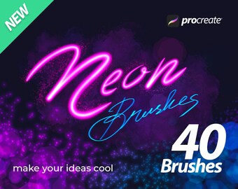 Kit de pinceles de neón para Procreate: 40 efectos de brillo (descarga digital)