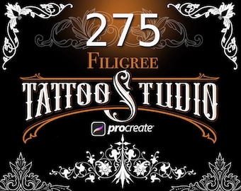 275 Filigree Tattoo Art Procreate Stamps: Stencils & Brushes