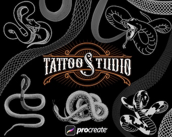Procreate Snake Tattoo Stamps | Design Builder Brushes for iPad Tattoo Artists