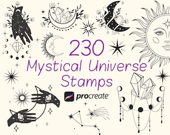 230 Mystical Moon Procreate Stempel: Celestial, Hexerei & Magie