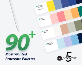 Mais de 90 paletas de cores Procreate mais procuradas, amostras Procreate, download instantâneo