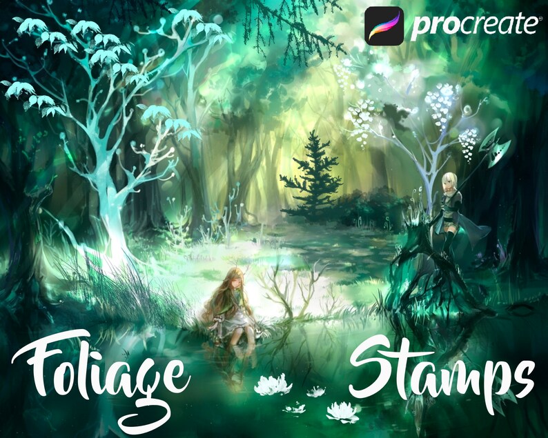 200 Anime Nature Procreate Stamps, Landscape Brush Set (digital ...