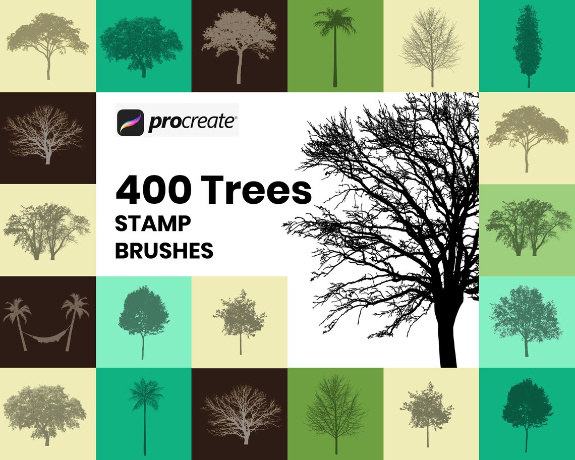400 Procreate Tree Stamp Brushes Procreate Tree Brushes Etsy