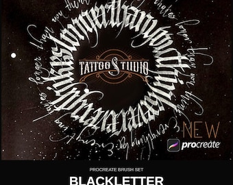 Procreate Tattoo Lettering Brushes | Gothic Old English Calligraphy for iPad