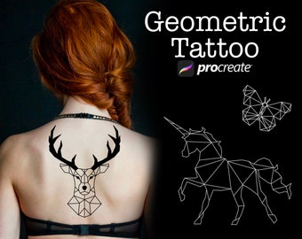 Procreate Origami Animal Tattoo Stamps | Minimal Line Brushes for iPad