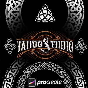 100 Procreate Celtic stamps, Viking tattoo stamps, Nordic Celtic symbols, Tattoo stamps for procreate, Tattoo flash stencils stamps
