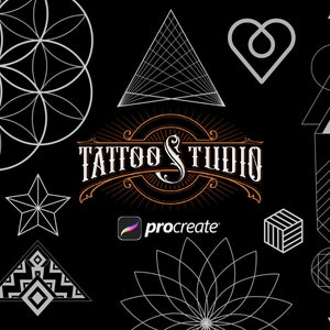 200 Procreate sacred geometry stamps, tattoo stamps, tattoo brushes, procreate brushes, tattoo stamps, tattoo stencil brushes, tattoo art