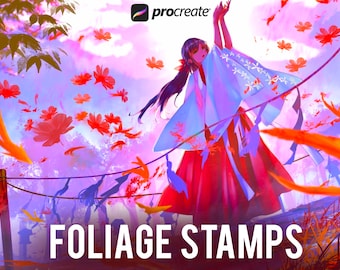200 Anime Nature Procreate Stamps, Landscape Brush Set (Digital Download)