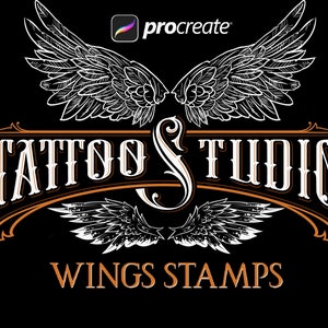 100 Procreate Wings Stamps, tattoo brushes, Wings Procreate Brushes, Graphic Tattoo Tool, tattoo Wings brushes