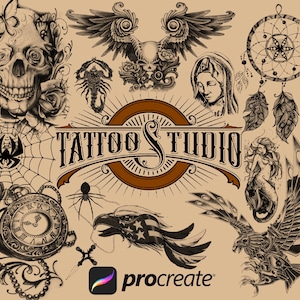 150 Procreate Flash Tattoo Mega Set, Traditional tattoo stamps for Procreate, Tattoo Brushes, Procreate Brushes & Stamps