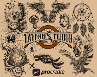 150 Traditional Tattoo Stamps: Procreate Flash Mega Set (Procreate Brushes)