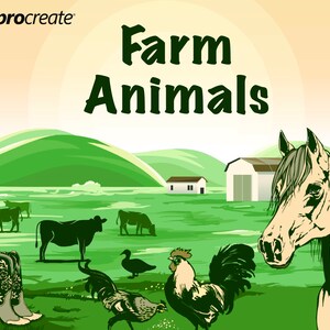 220 Farm Animal Stamps for Procreate: Barn Landscape Brushes (Digital Download)
