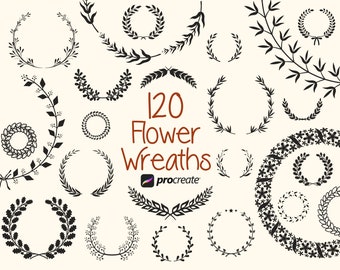 Procreate Floral Wreath Stamps | Flower Brush Set for iPad