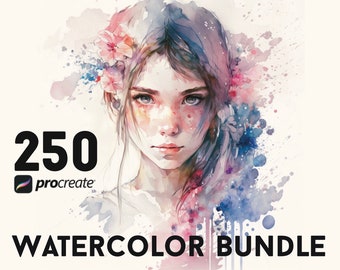 250 pinceles de acuarela para Procreate, pinceles de acuarela para Procreate, sellos de acuarela para Procreate, sellos de acuarela para iPad