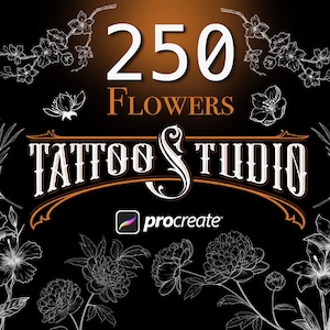 250 Procreate Tattoo Art Floral Brushset , Procreate Tattoo Stencils, Procreate Tattoo Stamps, Procreate Stamps, Procreate Brushes