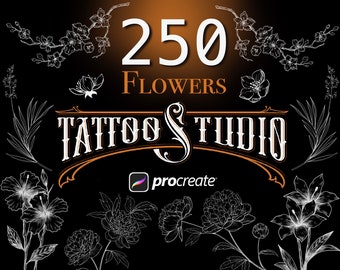 250 Procreate Tattoo Art Floral Brushset , Procreate Tattoo Stencils, Procreate Tattoo Stamps, Procreate Stamps, Procreate Brushes