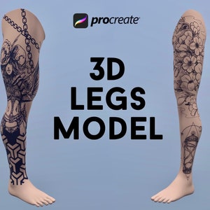 Procreate 3D Leg Model: Tattoo Design Tool (4 Models)