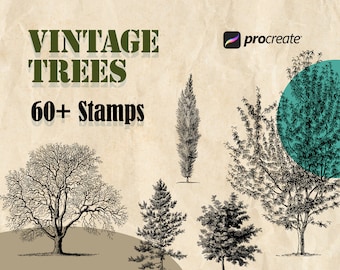 60+ Vintage Procreate Baumstempel Pinsel, Procreate Baumbürsten, Natur, Landschaft, Botanisch, Procreate Stempel, Procreate Bürste