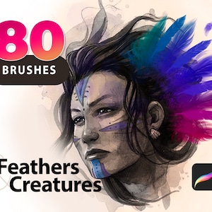 80 Procreate Feather & Animal Brushes: Fur, Skin, Wings (Instant Download)