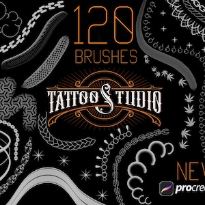 120 Procreate decorative tattoo elements brushes for procreate, tattoo brushes, digital brushes for ipad