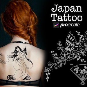 150 Procreate Japan Tattoo Elements, Tattoo stencils, Japan Procreate tattoo brushes,  procreate japan stamps, japan brushset