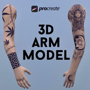 Procreate 3D Arm Model: Tattoo Design (4 Object Models)