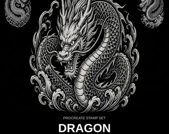 Procreate Dragon Tattoo Stamps | 85 Design Builder Brushes for iPad Artists